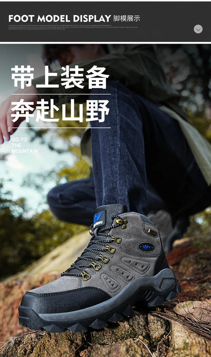 36-48 Autumn Winter Men Women Ankle Boots Leather Tactical Shoes New Plus Anti-Skidding Classical Walking Footwear Summer Hiking