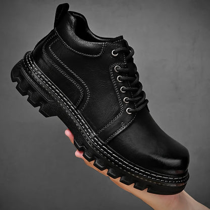 Genuine Leather Men Boots Cow Leather Upper Durable Sole Lace up Autumn Winter Boots Fur Daily Leisure Outdoor Shoes For Man New