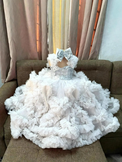 Luxury Ball Gown Girls Birthday Party Gowns Ruffles Sequined Flower Girl Dress For Wedding Customized Princess Child Prom Dress