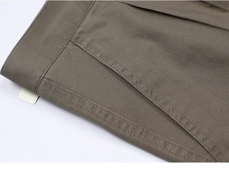 High Waist Double Pleated Warm Thick Fleece Winter Casual Pants Men Loose Straight  Cotton Office Trousers Plus Size 42 44 46