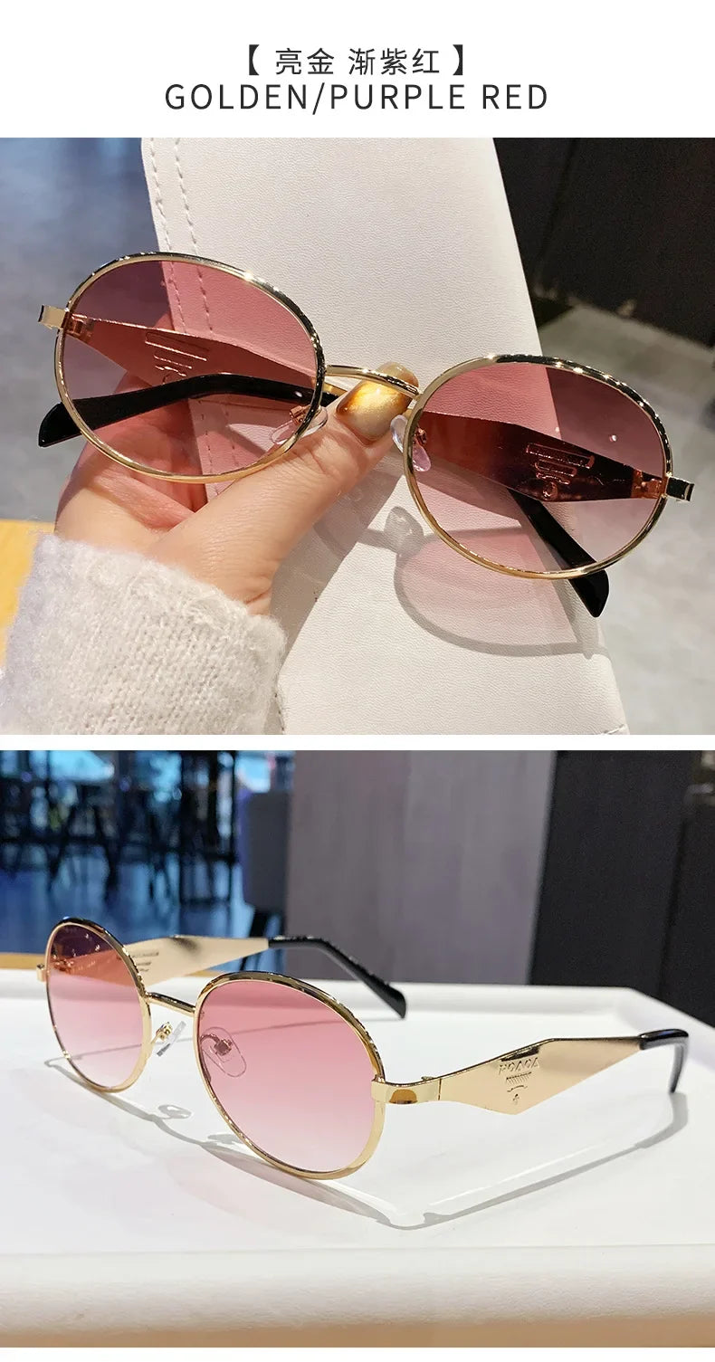 Fashion New Trend Oval Acetate Sunglasses for Women Brand Designer Ladies Shades Party Eyeglasses Girls Frame Sun Glasses