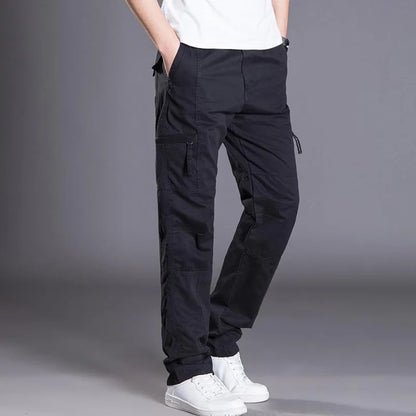 Men Cargo Trousers Casual Pants Straight Leg Work Pants Men Spring Summer Cotton Loose Casual Cargo Overalls Male Multi Pockets