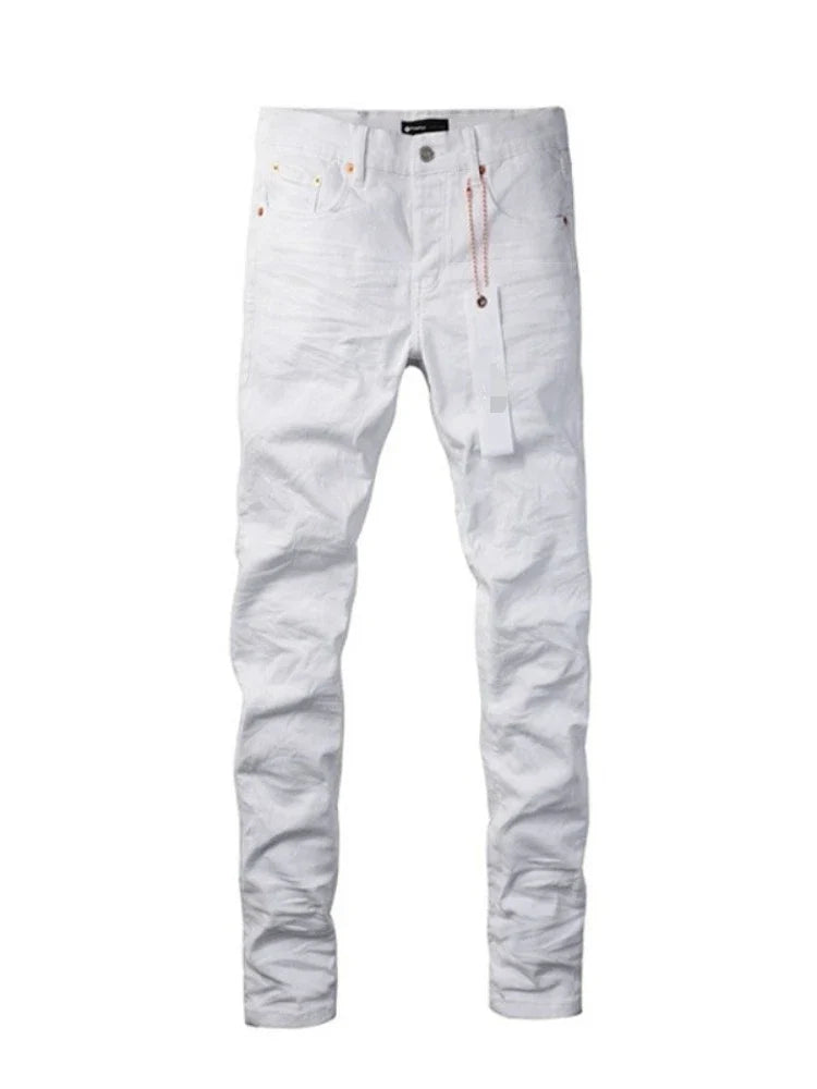 Spring New Men's White Skinny Jeans High Quality Slim Fit Trousers Streetwear Hip Hop Style Casual Fashion Stretch Denim Pants