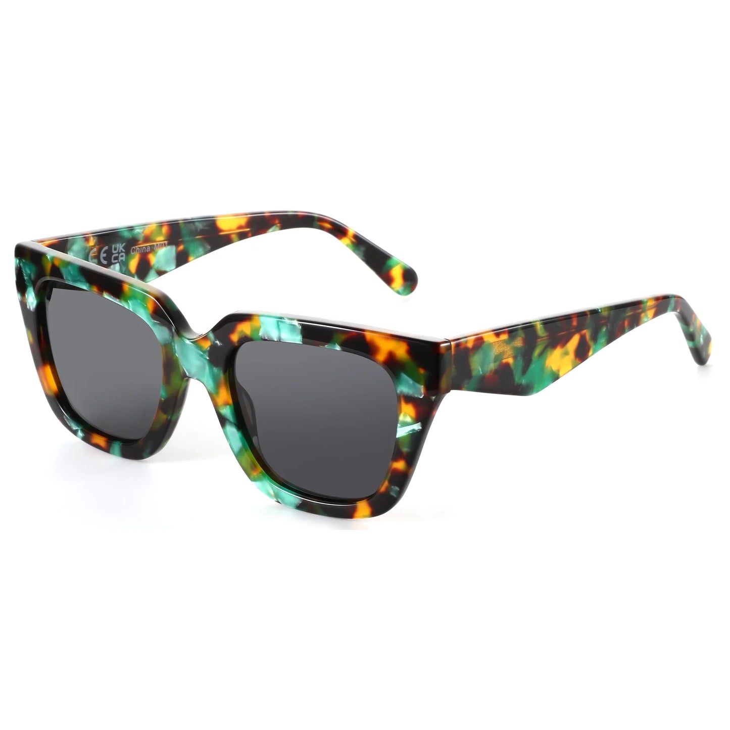 Women's Fashion Sunglasses Polarized UV Protection Square Acetate Frame Gift with Printing Butterfly Design
