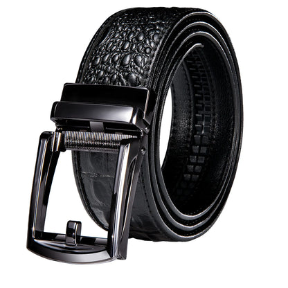 Crocodile Designer Luxury Genuine Leather Belts for Men Casual Jeans Belt Strap Gold Automatic Buckle Black Belt PD-2036