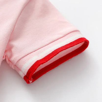 Girls Summer Dress New Children's Polo Pleated Dress Short Sleeve College Style Dresses WT26