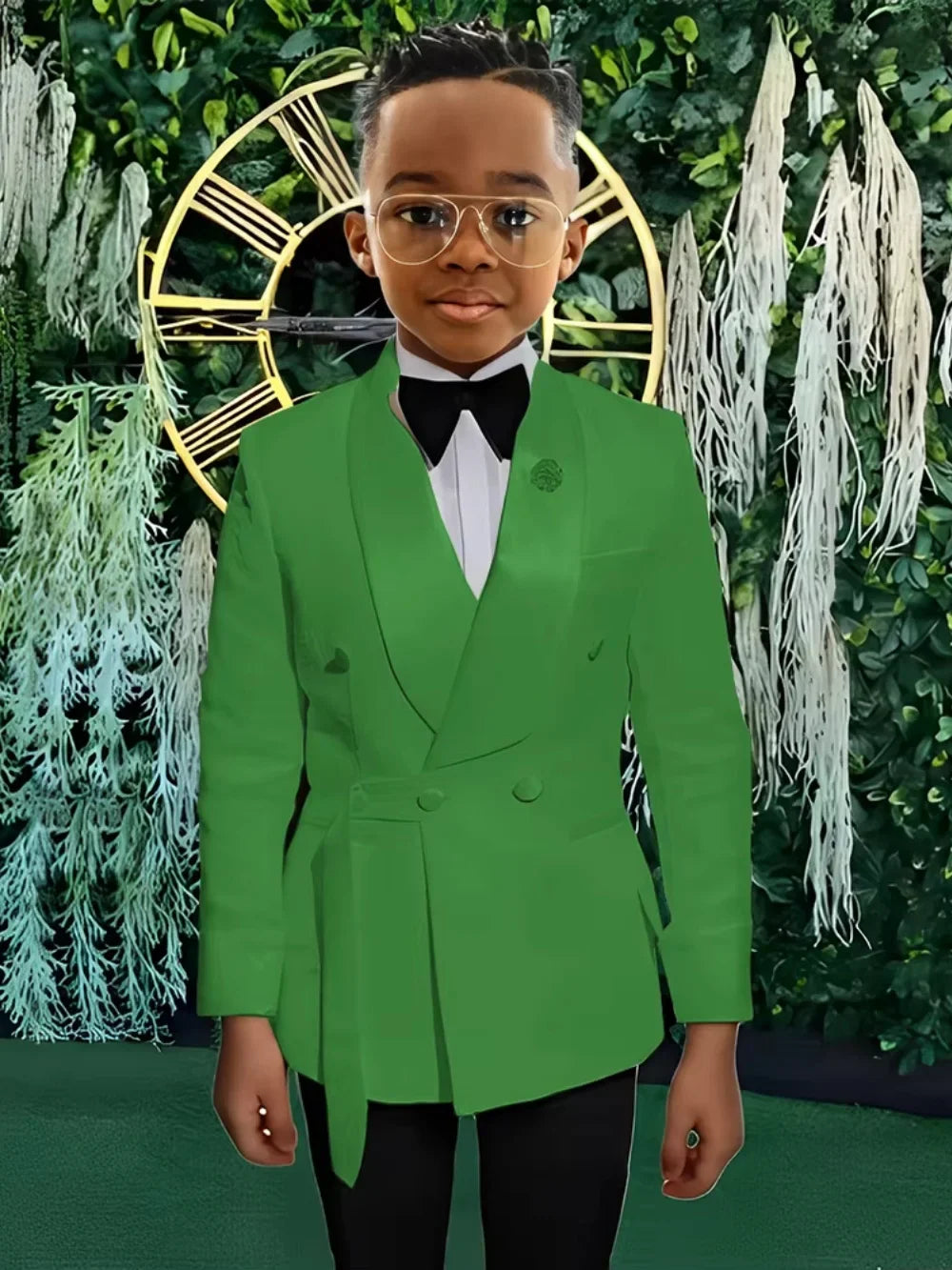 High Quality Boys Shawl Lapel Suits 2 PiecesJacket Pants For Stage Performance Double Breasted Kids Suit Set Wedding Guest Wear