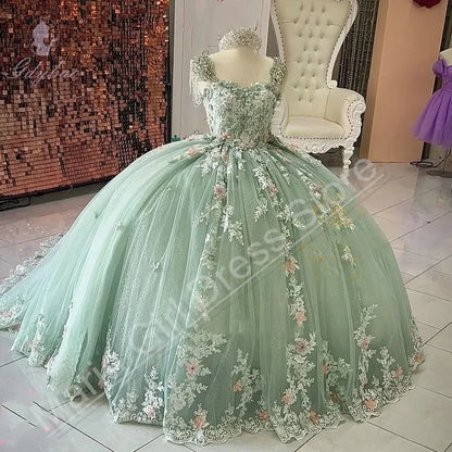 Beautiful Flower Girl Dresses Fluffy Mesh For Wedding Beaded Floral Lace Appliques Kids Pageant Gowns Customize