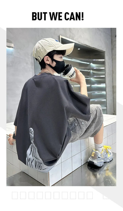 Fashion Kids Designer Summer Clothing Set for Tween Boy High Street Outfits Children New Arrival 2 Pieces Tracksuit Clothes Suit