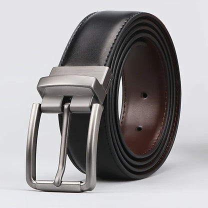 1pc Men's Genuine Leather Cowhide Reversible Belt