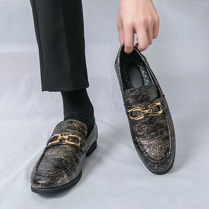 Leather Shoes Men's Business Shoes Luxury Brand Loafers Dress Moccasins Breathable Slip on Black Driving Shoes Male Formal Shoes
