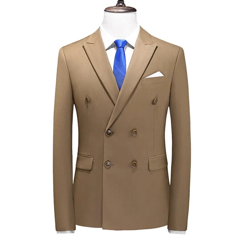 2025 Brand Fashion Men Double Breasted Tuxedo Business Suit/Male Slim Fit  Korean Casual Clothing/Men's Casual Jacket Blazers