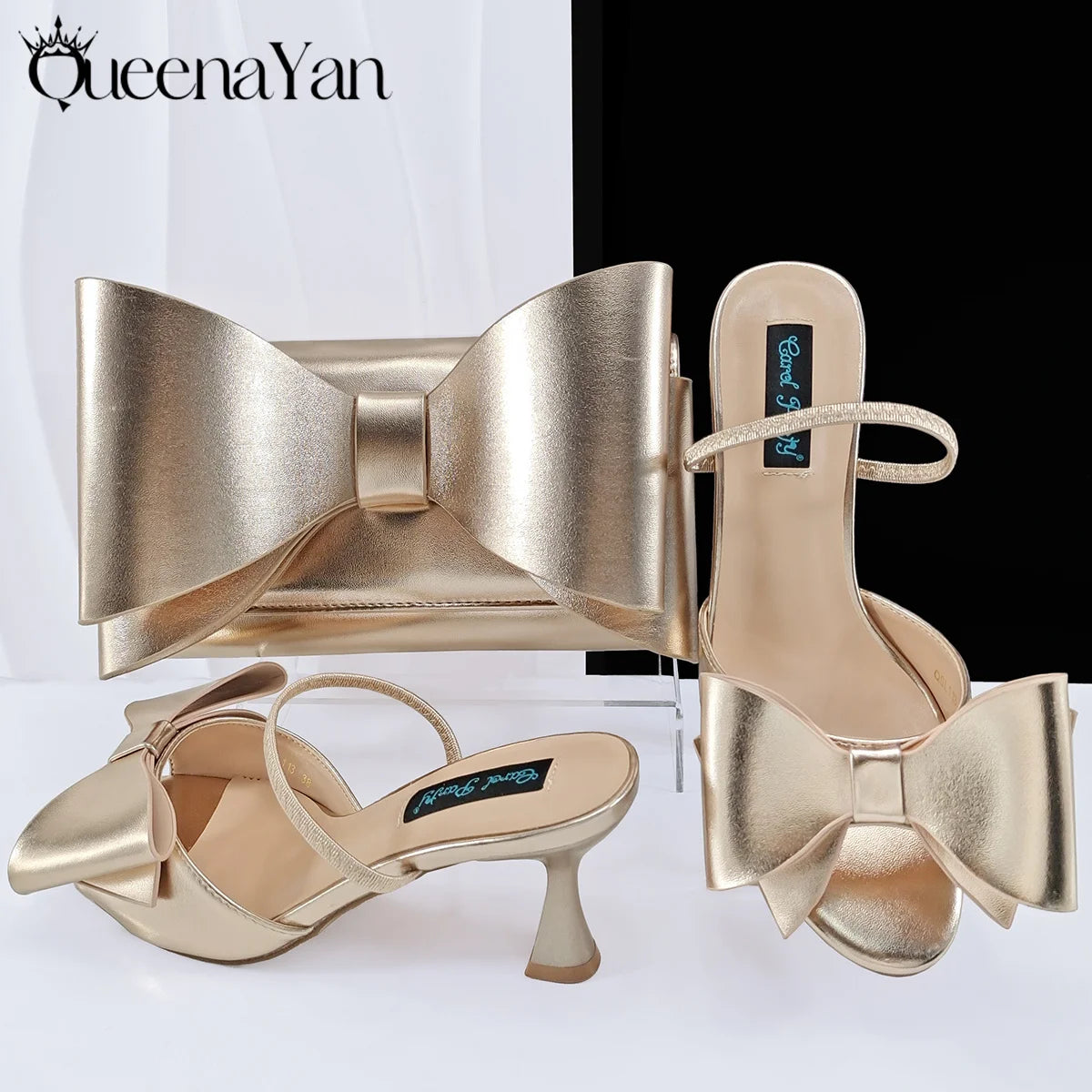 Italian Design Large Butterfly Knot Bag with Opening High Heels or Matching Bag Set - Stylish and Comfortable Women's Shoes