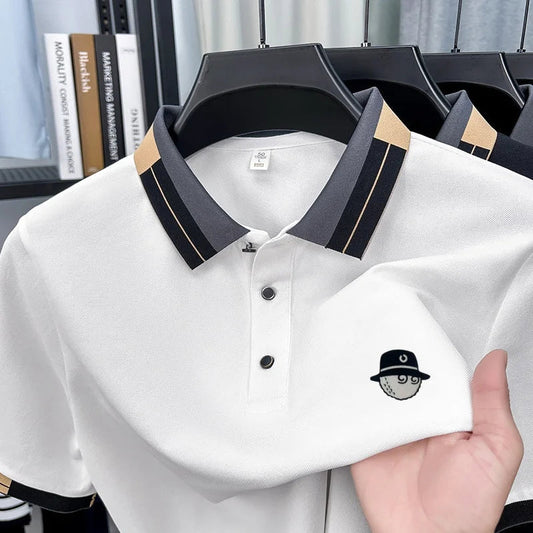 New Arrival Summer Men's Lapel Short Sleeve Polo Shirt Brand Design Letter Print T-Shirt Fashion Leisure Business Men's Clothing
