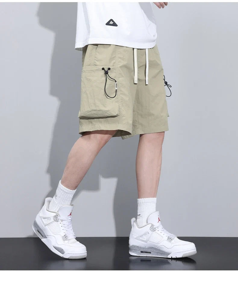 2024 Summer Thin Shorts for Men Cargo Pants Side Pockets Baggy Joggers Bermuda Knee Basketball Short Pant Male M-4XL