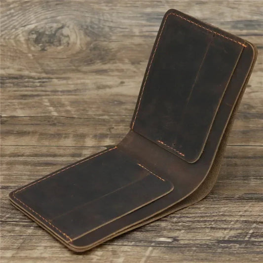 Portefeuille en cuir Crazy Horse pour homme, portefeuille en cuir véritable, porte-cartes, style rétro simple européen et américain, portefeuille pour homme 2026