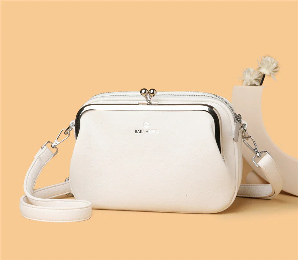 Elegant Shoulder Bag for Women Soft Leather Crossbody Bags Designer Multiple Pockets Messenger Bag Ladies Purses and Handbags