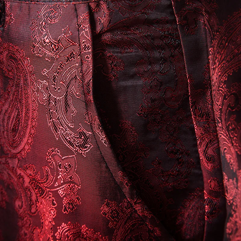 Spring Thin Men's Purple Floral Suit Pants, Wedding Party Dresses Pant, Fashion Casual Trousers, Red Black Pantalones Hombre