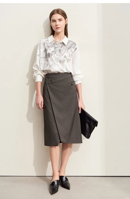 Minimalism 2024 Autumn Skirts for Women New Commuter Intellectual One-piece Wrap A-line Solid Slim Blazer Skirt 12443019