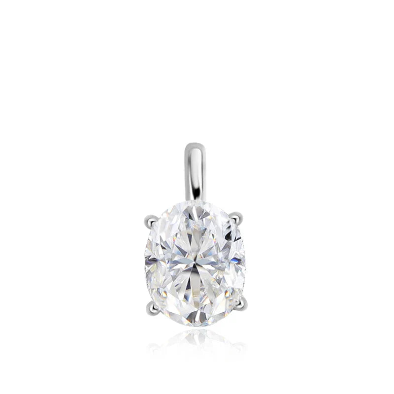 3/4/5CT Oval Cut Moissanite Pendant Necklace for Women Men Lab Diamond Classic Solitaire Chain Real 925 Sterling Silver