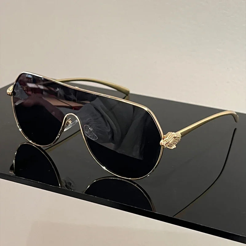 Men New Fashion Metal Rim Monoblock Outdoor Shades Women Trendy Luxury Brand Design Sun Glasses Oversize Pilot Sunglasses