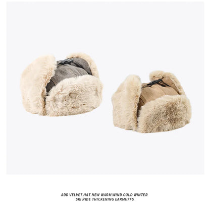 Bomber Hat Men Women Thick Warm Russian Ushanka Fur Hat Fashion Male Female Winter Hat Black Grey Earflap Ski Russian Cap