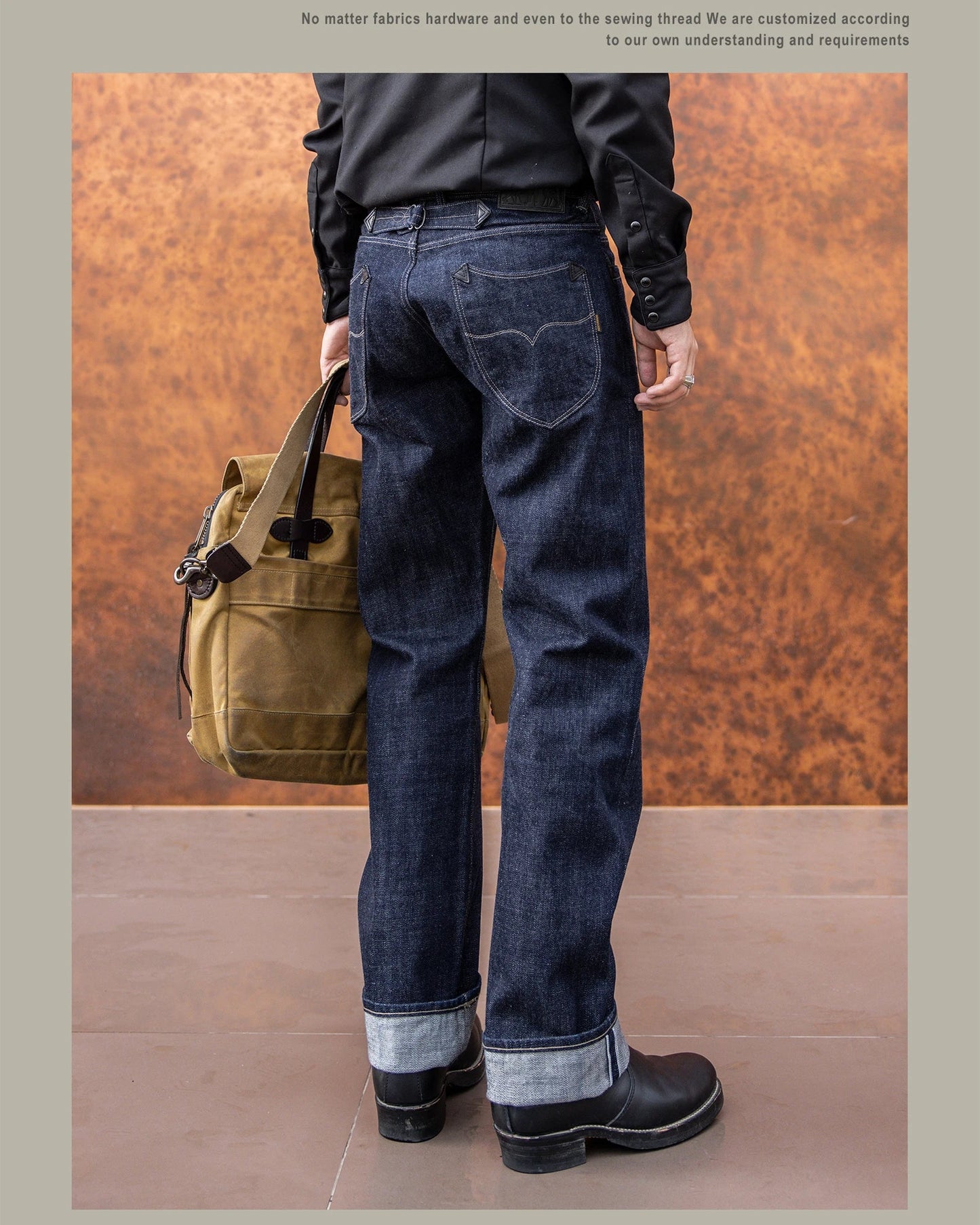 Red Tornado NOIR 18oz Indigo Selvedge Denim Jeans One-wash with Cinch-Back and Arcuate Stitching