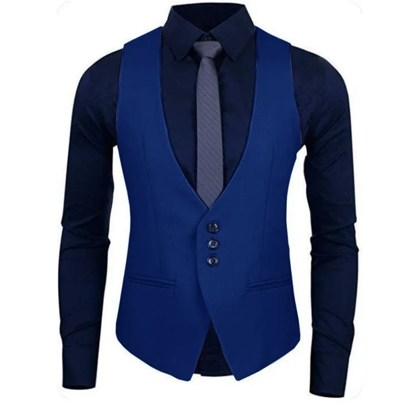 Men Vest White Solid Color Single Button Waistcoat For Wedding Business Banquet Work Formal Casual Men Suit Vest
