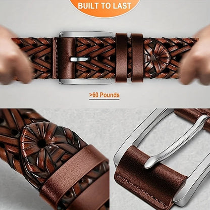 Men's Belt Casual Sports Hollow Woven Waistband Jeans Waistband, Gift for Dad or Boyfriend