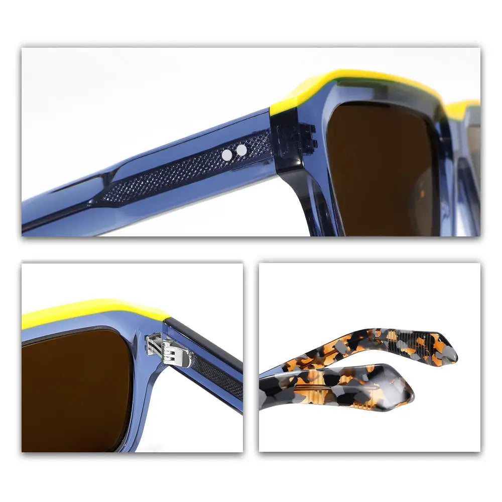 UV400 Protection Sunglasses Women Oversized Polarized Glasses for Men Trendy Retro Thick Acetate Wide Double Bridge Frame