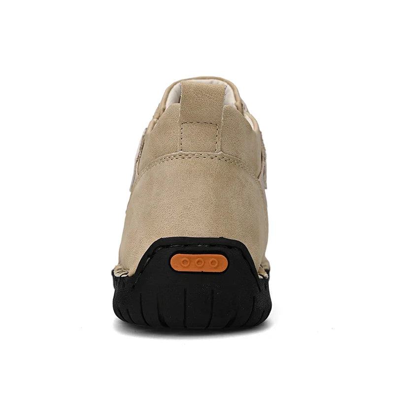 New 2025 Handmade Leather Casual Men Shoes Design Sneakers Man Breathable Leather Shoes Ankle Boots Outdoor Non Slip Walking