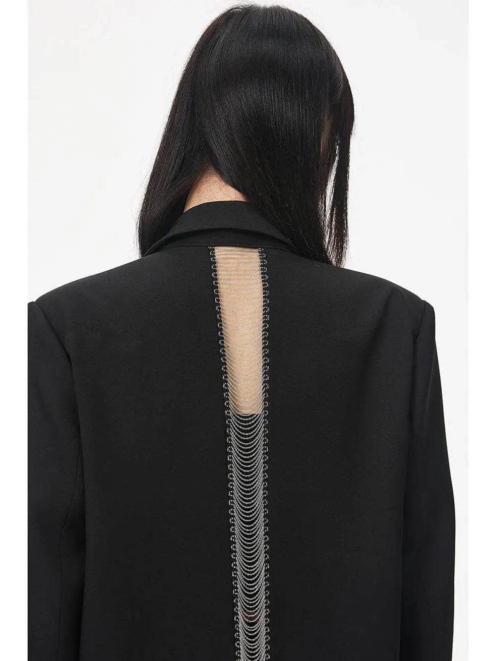 Women's Black Hollow Out Blazer Oversized Designer Suit Jacket Loose Fit Casual Office Blazer Fashion Coat Elegant Streetwear