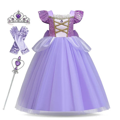 Girl Disney Rapunzel Dress Kids Tangled Disguise Children Carnival Princess Costume Birthday Party Gown Outfit Clothes Vestidos