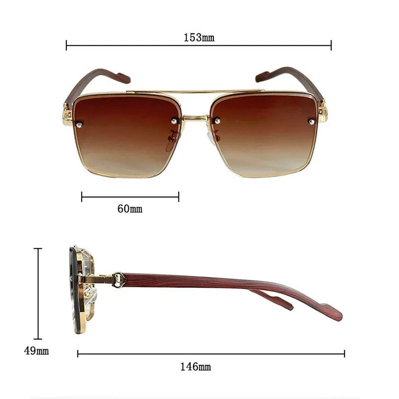 2024 Luxury Square Sunglasses For Men New Wooden Vintage Designer Fashion Glasses Sunglasses Women Vacation Gafas De Sol Hombre
