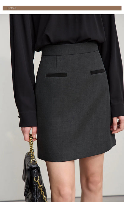 Mini Skirt 2026 Spring New Elegant Commuter Versatile Short Skirt A-Line Color-blocking Splicing Women's Clothing 12621021