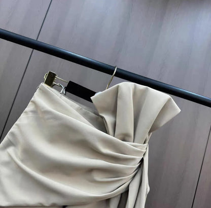 2026 Spring and Summer Design Sense Niche French Temperament Pleated Bow Streamer Hip Skirt for Women Ladies