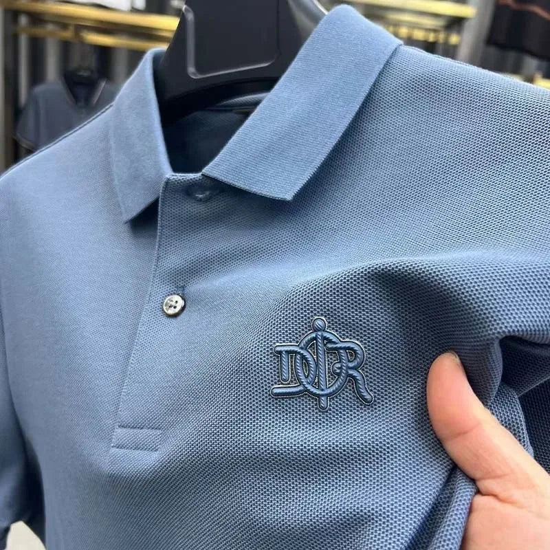 Designer brand 100%cotton short sleeve polo shirt summer trend letter embossed lapel top casual golf T-shirt business men's wear