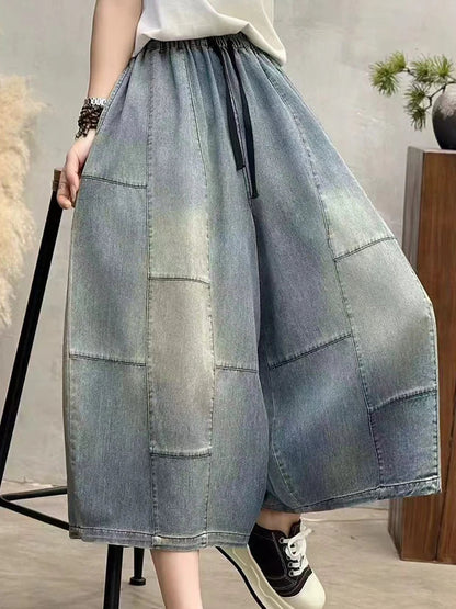 Women Summer Fashion Big Size Denim Pants 2025 Females Vintage Classic Loose Harem Trousers Elastic Waist Casual Jeans