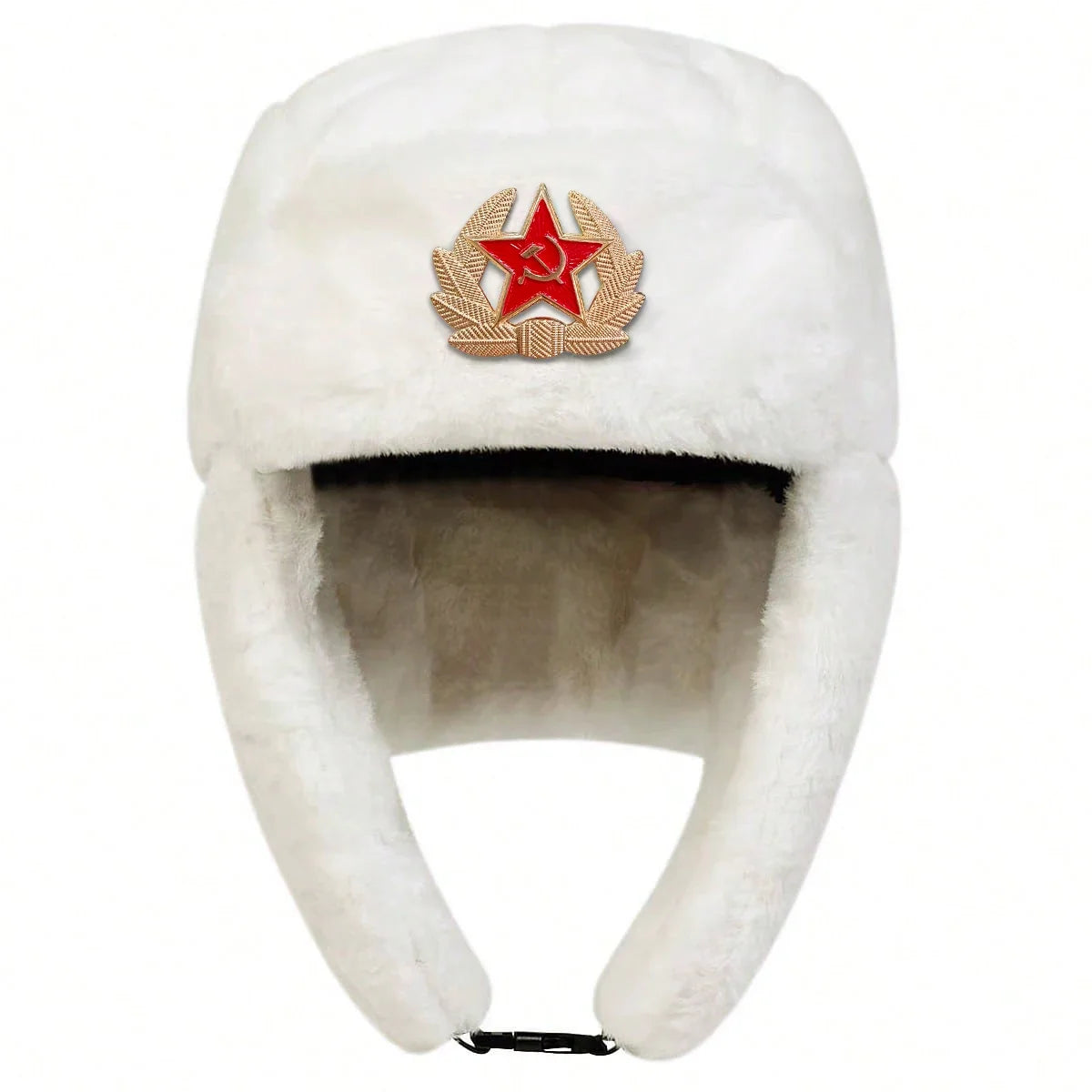 Unisex Five-pointed Star Label Lei Feng Hat Winter Earflap Hat Keep Warm Ski Hat Bomber Hat for Outdoor Riding Snow Activities