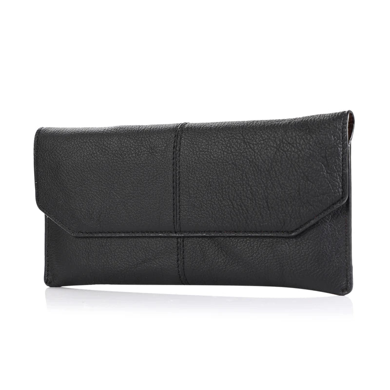 Genuine Leather Slim Phone Pouch Case For iphone 14 13 12 Pro Max Samsung S23 S22 Ultra Belt Clip Holster Cover Bag 4.7-7.2 inch