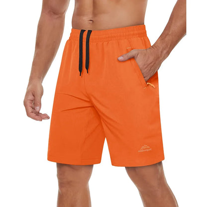 Quick Dry Athletic Running Shorts with Zipper Pockets Men's Summer Shorts for Gym Training Workout Hiking Casual Shorts