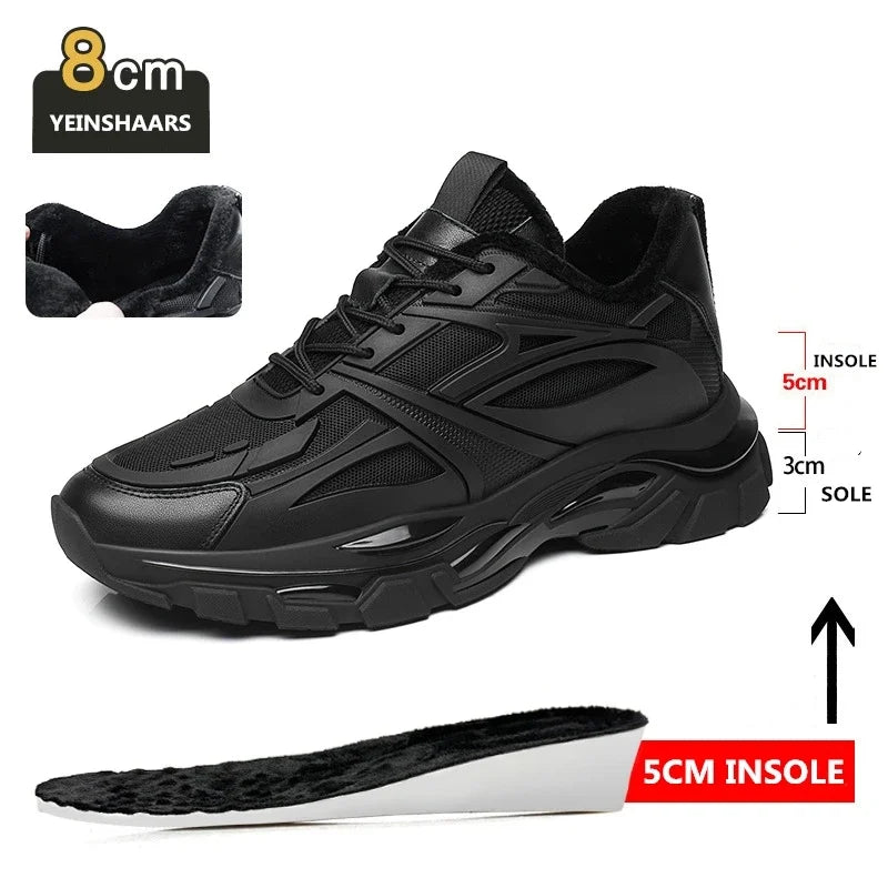 Four Seasons Thick and height-increasing sports shoes, men's genuine leather mesh casual men's shoes, trendy shoes