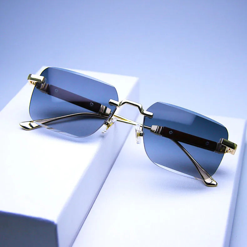 Fashion Rimless Sunglasses For Men Designer Square Sunglasses Women 2024 Trendy Retro Gafas De Sol Hombre Lunette Soleil Femme
