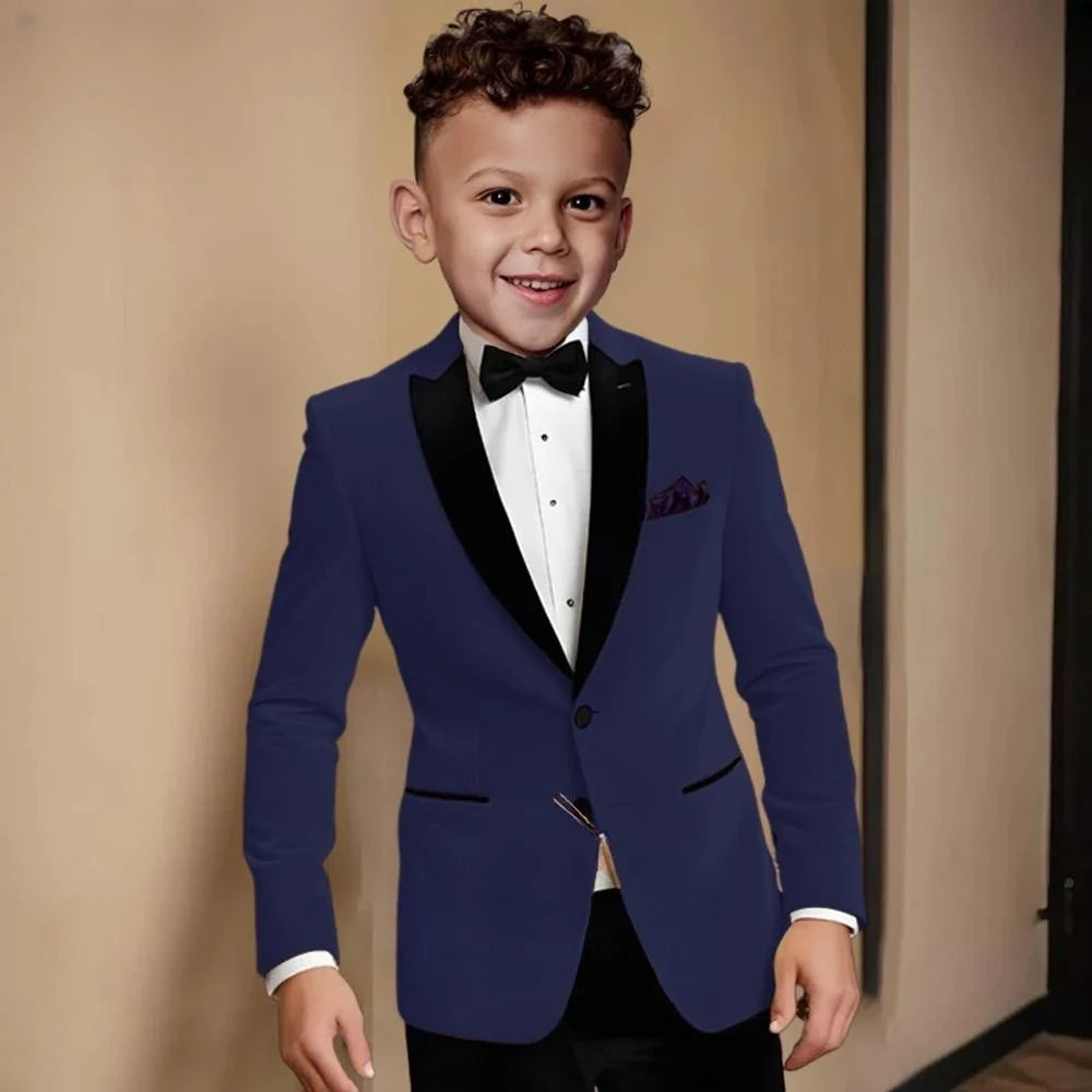 Fashionable Velvet Collar Boys Slim Fit Suits 2 Pieces Host Costumes,Elegant Formal Kids Suit Set Birthday Party Outfit 2-20T