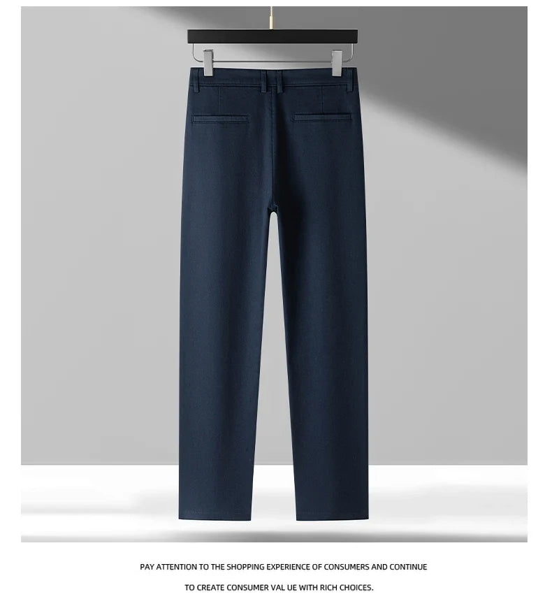 High Quality Lyocell Jeans Men Spring Autumn New Fashion Straight Long Pants Soft Business Brand Classic Stretch Denim Trousers