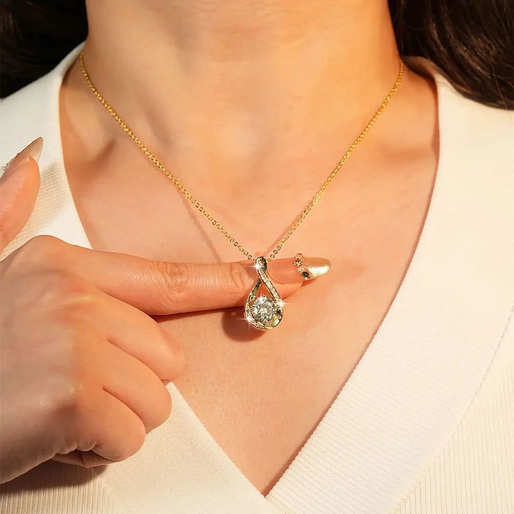 8MM 2.0CT Round Cut Moissanite Necklace 14K Gold Filled Infinity Pendant Necklace for Women Wedding Jewelry Gift
