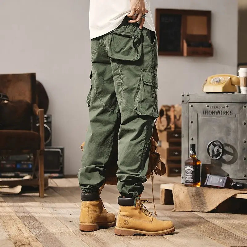 Men Fashion Military Cargo Pants Regualr Straight Fit Cotton Camouflage Green Black Grey Color Trousers W9202
