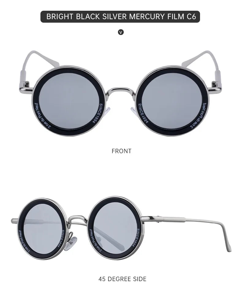 Round Steampunk Sunglass Men Vintage Punk Sunglasses Women Trendy Retro Fashion Glasses Gafas De Sol Hombre Lunette Soleil Femme