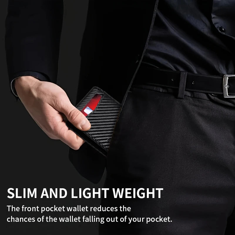 Men's Slim Foldable Wallet with Anti-theft Brush, Slim Front Card Slot Large Capacity, 9 Card Slots Slots, Couple Mutual
