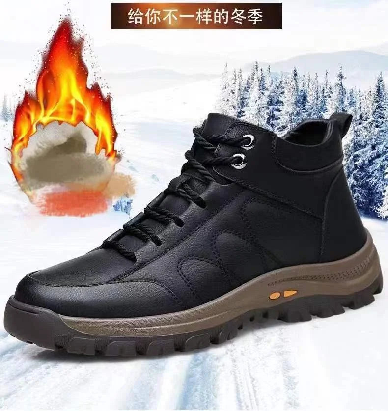 Men’s Winter Sneakers High Top Leather Lined Hiking Casual Sports Shoes